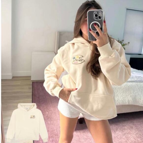 PARKE Tops - Parke The Bay Side Hoodie NEW Miami Cream Pullover Graphic Logo Sweatshirt S M